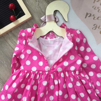 váy thu chấm bi 2 lớp dài tay